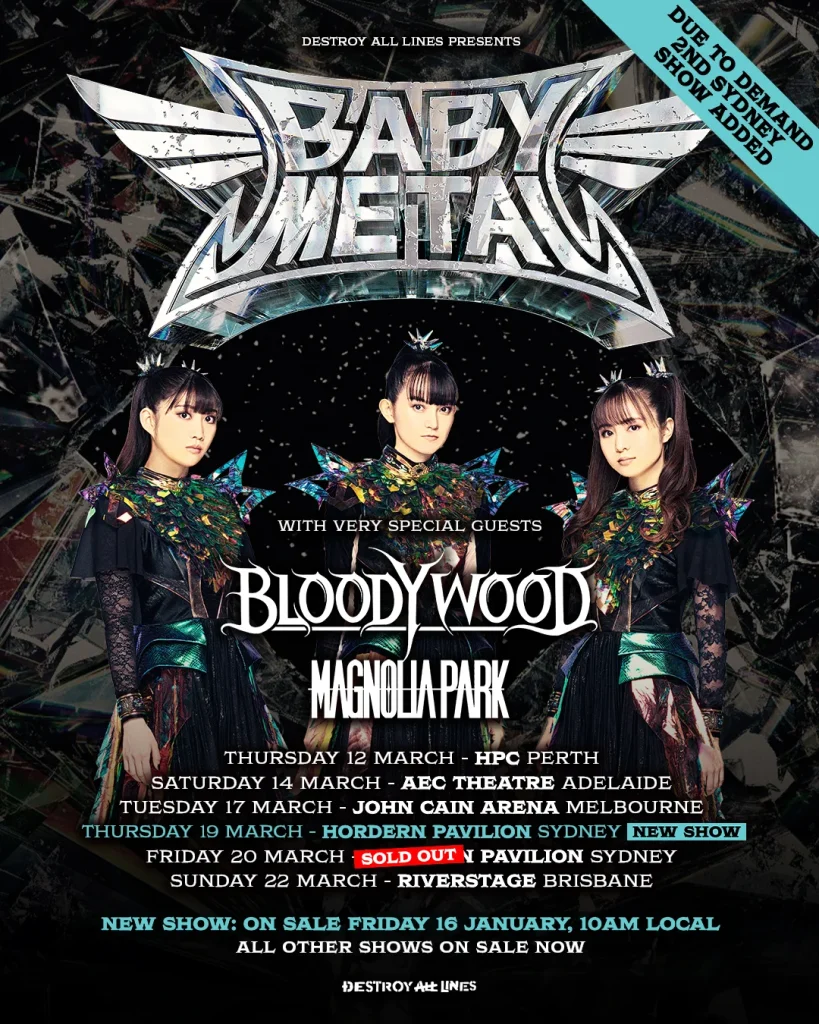 BABYMETAL's tour schedule