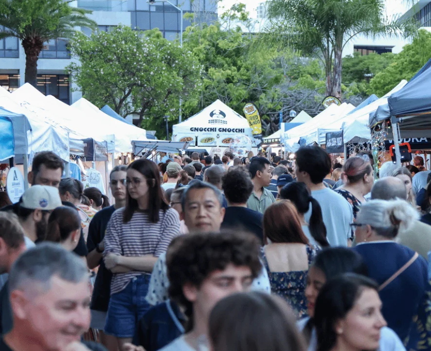 Market stalls at Reddacliff Place